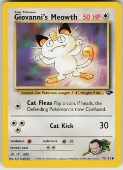 Pokemon Giovanni's Meowth (74) Common Gym Challenge 074/132 LP - Image 1