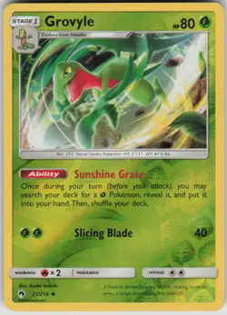 Pokemon Grovyle Reverse Holo SM - Lost Thunder 21/214 NM - Image 1