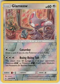 Pokemon Glameow Common SM - Unbroken Bonds 159/214 NM - Image 1