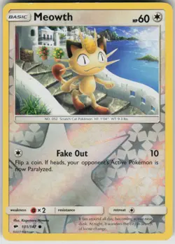 Pokemon Meowth Common SM - Burning Shadows 101/147 NM - Image 1