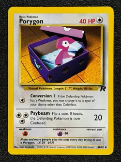 Porygon 48/82 Base Set Series Team Rocket Uncommon Basic Pokemon Card 2000 NM - Image 1