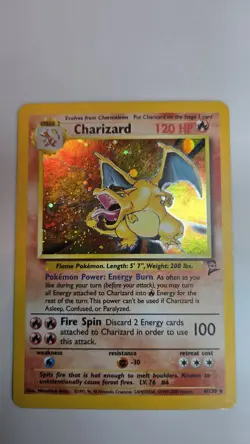 2000 Pokemon Base Set 2 Charizard 4/130 Holo Rare WOTC Unlimited MP - Image 2