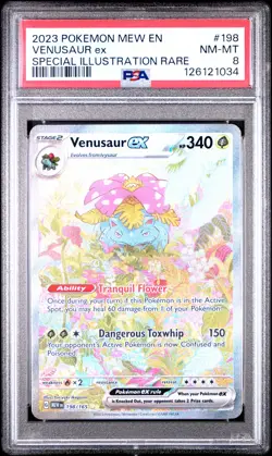 2023 POKEMON MEW EN-151 SPECIAL ILLUSTRATION RARE #198 VENUSAUR EX PSA 8 - Image 1