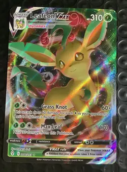 Pokemon TCG Leafeon VMAX Holo Ultra Rare Card Evolving Skies 008/203 NM - Image 1