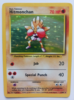 Hitmonchan Pokemon Card Holo WOTC 7/102 Base Set Rare Vintage 1999 Original MP - Image 1