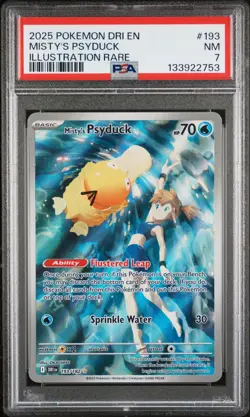2025 POKEMON DRI EN-DESTINED RIVALS ILLUSTRATION RARE #193 MISTY'S PSYDUCK PSA 7 - Image 1