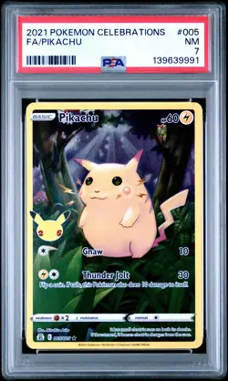 2021 POKEMON CELEBRATIONS #005 FULL ART/PIKACHU PSA 7 - Image 1