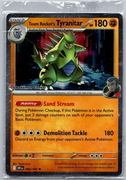 Team Rocket's Tyranitar (Pokemon Center Exclusive Stamped) 096/182 SEALED NM - Image 1