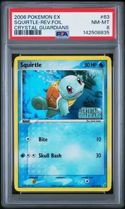 2006 POKEMON EX CRYSTAL GUARDIANS #63 SQUIRTLE-REV.FOIL CRYSTAL GUARDIANS PSA 8 - Image 1