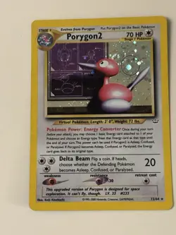 Pokemon Porygon2 TCG Neo Revelation 12/64 Unlimited Holo Rare SWIRL - Image 1