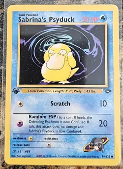 Pokemon 2000 Gym Challenge Sabrina's Psyduck 1st Edition 99 NM or better - Image 1