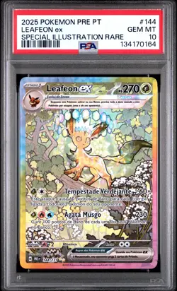 2025 POKEMON PORTUGUESE PRE PT-PRISMATIC EVOLUTIONS #144 LEAFEON EX PSA 10 - Image 1