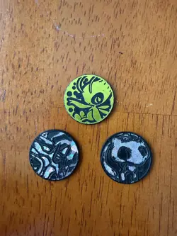 Lot Of 3 Pokemon Coins: Celebi, Mew, And Dialga Deck Tokens - Image 1