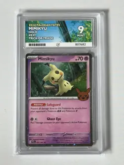 Pokemon Mimikyu Trick or Trade Stamped 2024 037/091 Paldean Fates ACE 9 Mint - Image 1