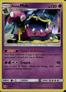 Alolan Muk 58/149 Holo Rare SM Base Pokemon - Image 1