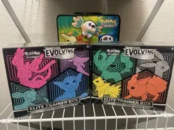 Pokemon TCG Sword & Shield Evolving Skies Elite Trainer Box Set of 2 ETBs Sealed - Image 1