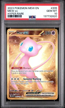 PSA 10 Gem Mint Mew EX 205/165 Scarlet & Violet 151 Gold Hyper Rare Pokemon 2023 - Image 1