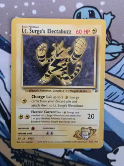 2000 Pokemon, Gym Heroes, #27/132 Lt. Surge's Electabuzz, Rare - Image 1