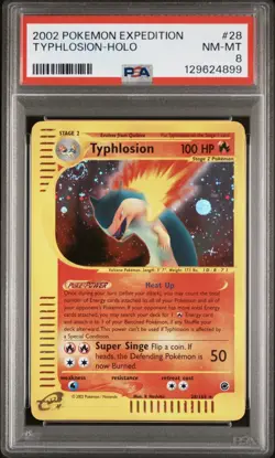 Pokemon Typhlosion Expedition Holo Rare #28 PSA 8 swirl & pokeball clean 12 cert - Image 1