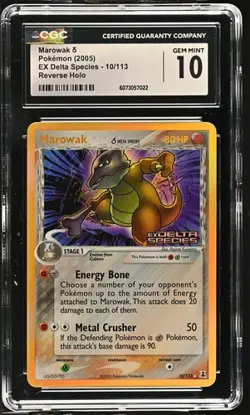 2005 Pokemon EX Delta Species Marowak #10 Reverse Holo CGC 10 - Image 1
