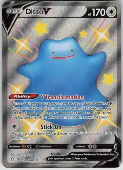 Pokemon Ditto V Shiny Holo Rare Shining Fates: Shiny Vault SV118/SV122 NM - Image 1