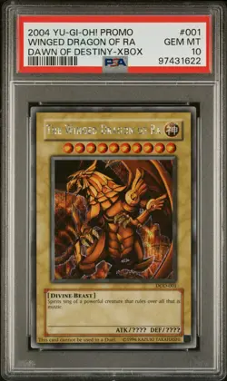 2004 YU-GI-OH! PROMO DAWN OF DESTINY-XBOX #001 THE WINGED DRAGON OF RA PSA 10 - Image 1