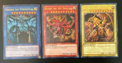 YuGiOh! Set of Egyptian God Cards - Obelisk, Slifer, & Ra - Legendary Collection - Image 1