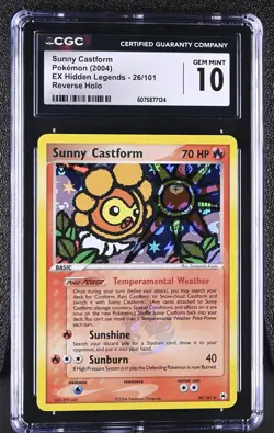 CGC 10 Sunny Castform EX Hidden Legends 26/101 Reverse Holo Pokemon Card - Image 1