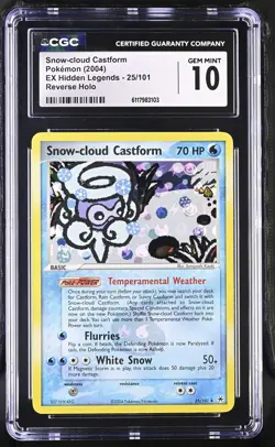CGC 10 Snow-cloud Castform EX Hidden Legends 25/101 Reverse Holo Pokemon Card - Image 1