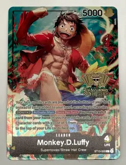 One Piece Monkey D. Luffy 2nd Anniversary WINNER Card Gold Foil English 003 - Image 1