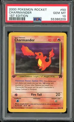PSA 10 Charmander 1st Edition Team Rocket 50/82 Pokemon Card - Image 1