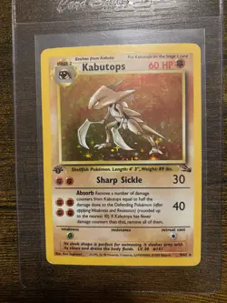 Pokemon TCG Kabutops Fossil 1st Edition Rare Card Nm - Image 1