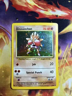Pokemon TCG Hitmonchan Base Set Holo Unlimited Rare Card 7/102 - Image 1