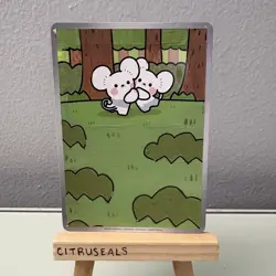 Tandemaus Original Altered Pokemon TCG Hand Painted Card 1 of 1 Signed by Artist - Image 1