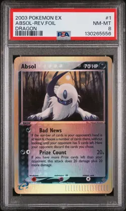 Pokemon Card Absol 1/97 EX Dragon Reverse Holo Rare Graded PSA 8 - Image 1