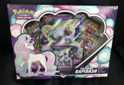 Pokemon TCG Galarian Rapidash V Collection Box 4 Booster Packs Quick Ship New 820650808739 - Image 1