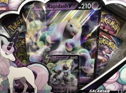Pokemon TCG Galarian Rapidash V Collection Box 4 Booster Packs Quick Ship New 820650808739 - Image 2