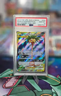 Rowlet & Alolan Exeggutor 056/054 GX Tag Team PSA 10 Pokemon Card Sky Legends UK - Image 1