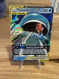 Pokemon TCG Magikarp & Wailord GX Tag Team Black Star Promo Card SM166 - Image 1