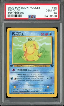 PSA 10 Psyduck 1st Edition Team Rocket 65/82 Pokemon Card - Image 1