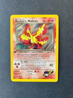 Rocket's Moltres 1st Edition Gym Heroes Holo Rare 12/132 WOTC Pokemon - Image 1