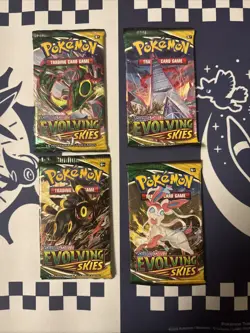 Pokemon TCG Evolving Skies Booster Packs - Complete Art Set of 4 Sealed Packs 820650808777 - Image 1
