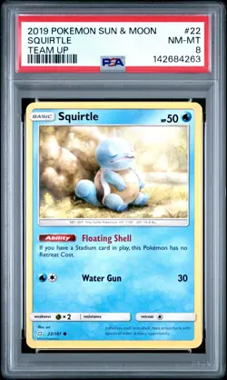 2019 POKEMON SUN & MOON TEAM UP #22 SQUIRTLE PSA 8 - Image 1