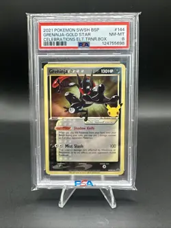 PSA 8 NM-MT 2021 Pokemon SWSH BSP Greninja-Gold Star Celebration ETB - Image 1