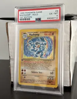Pokemon Machamp PSA 6 Graded 1999 Holo 1st Edition - Image 1