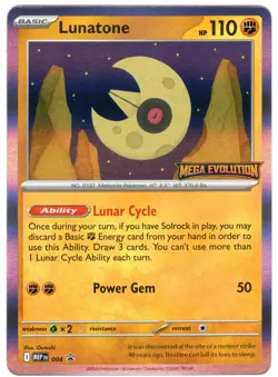 Lunatone Pokemon Mega Evolution Stamped MEP 004 Pre Release Promo Holo NM - Image 1