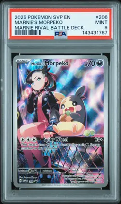 2025 POKEMON SVP EN-SV BLACK STAR PROMO #206 MARNIE'S MORPEKO PSA 9 - Image 1