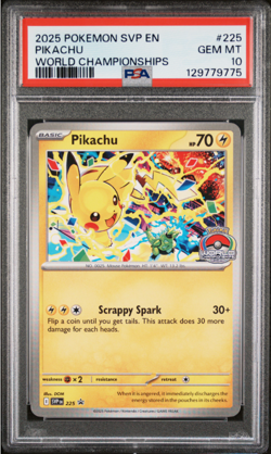 PSA 10 Pokemon World Championships Pikachu Promo 2025 225 SVP EN GEM Black Star - Image 1