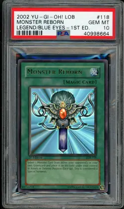 Monster Reborn LOB-118 Ultra Rare 1st Edition GLOSSY Yugioh PSA 10 *664 - Image 1
