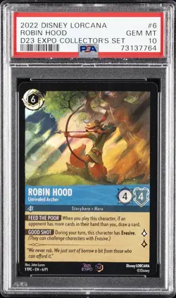 2022 DISNEY LORCANA D23 EXPO PROMO #6 ROBIN HOOD - UNRIVALED ARCHER PSA 10 - Image 1
